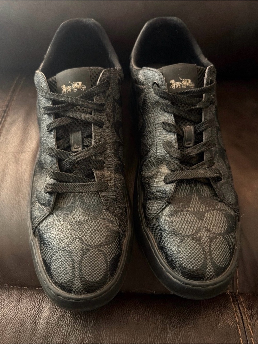 Coach Men's Black Signature Pattern Low-Top Sneakers